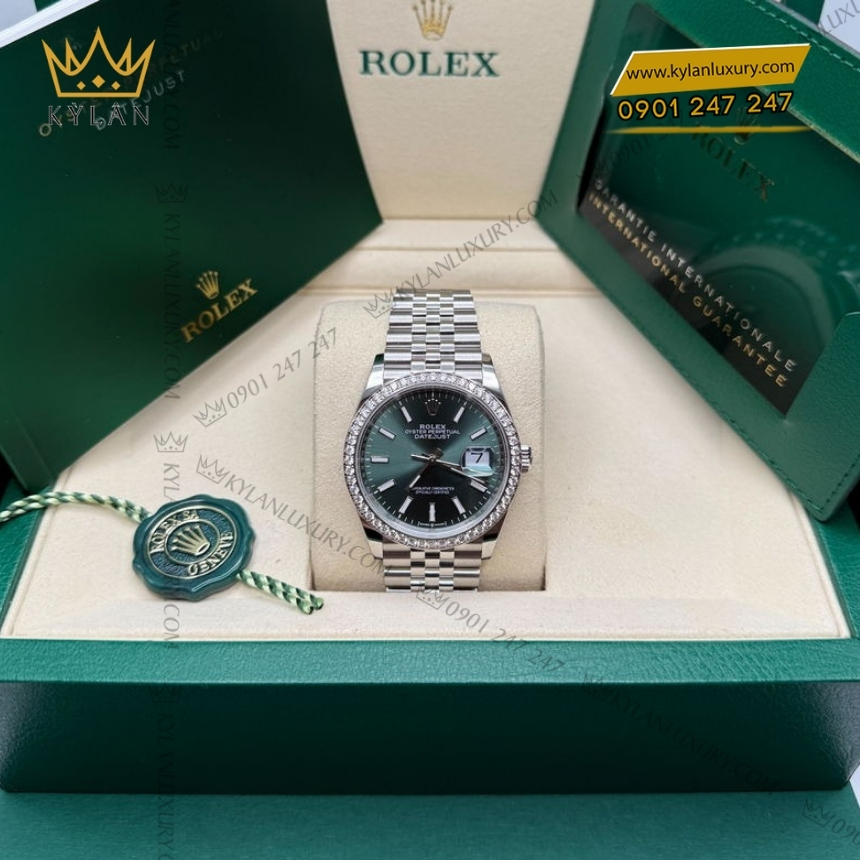 Kỳ Lân Luxury rolex datejust 36 126284rbr xanh mint vanh kim 6 Đồng hồ Rolex Datejust 36 mặt xanh mint vành kim 126284RBR-0043