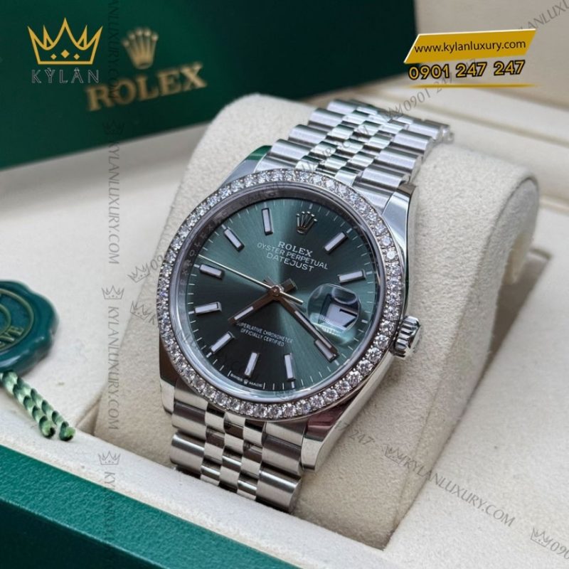 Đồng hồ Rolex Datejust 36 mặt xanh mint vành kim 126284RBR-0043