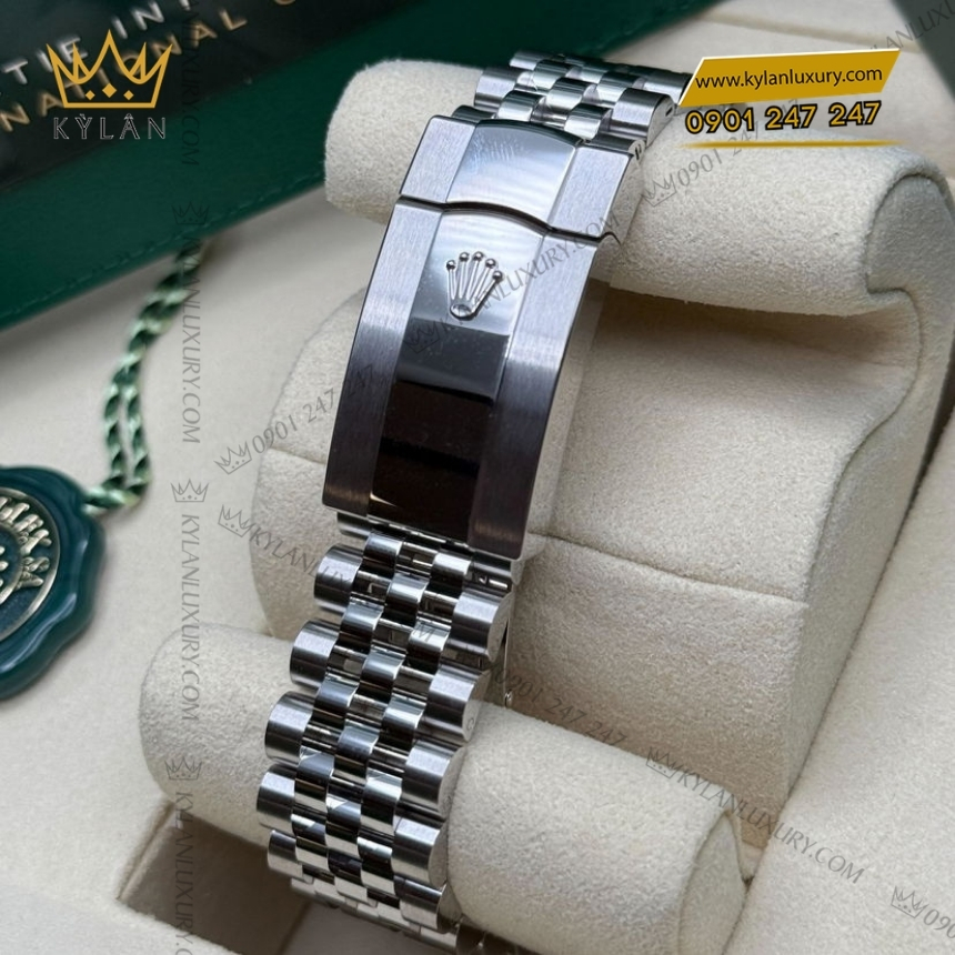 Kỳ Lân Luxury rolex datejust 36 rolesor trang hon hop thep m126234 0015 4 Đồng hồ Rolex Datejust 36 mặt đen cọc dạ quang 126234-0015