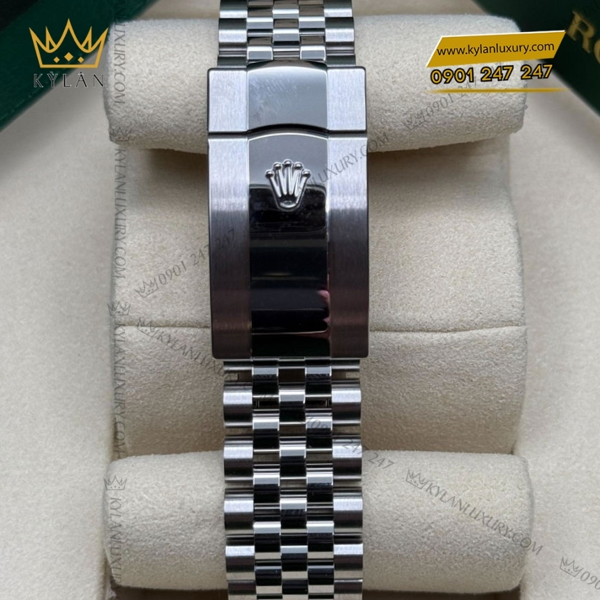 Kỳ Lân Luxury rolex datejust 36 rolesor trang hon hop thep m126234 0015 5 Đồng hồ Rolex Datejust 36 mặt đen cọc dạ quang 126234-0015