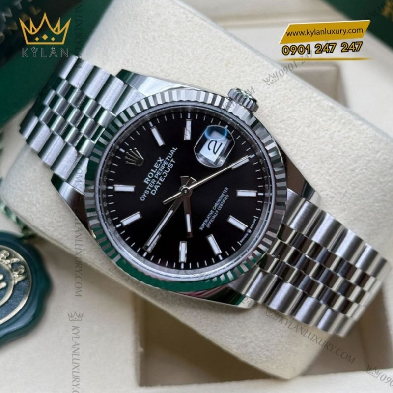 Đồng hồ Rolex Datejust 36 mặt đen cọc dạ quang 126234-0015