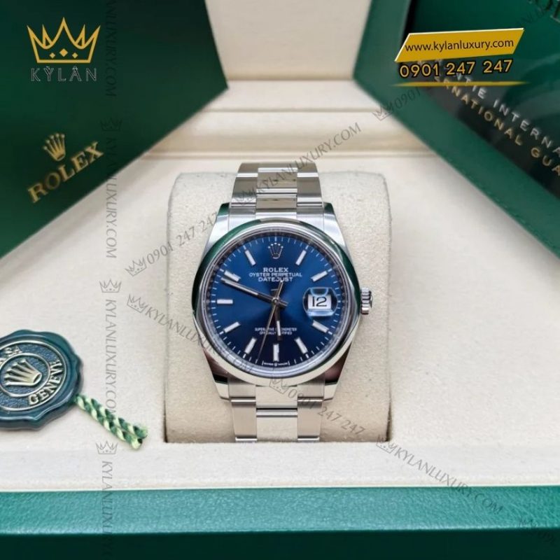 Đồng hồ Rolex Datejust 36 xanh dương vành trơn 126200-0006
