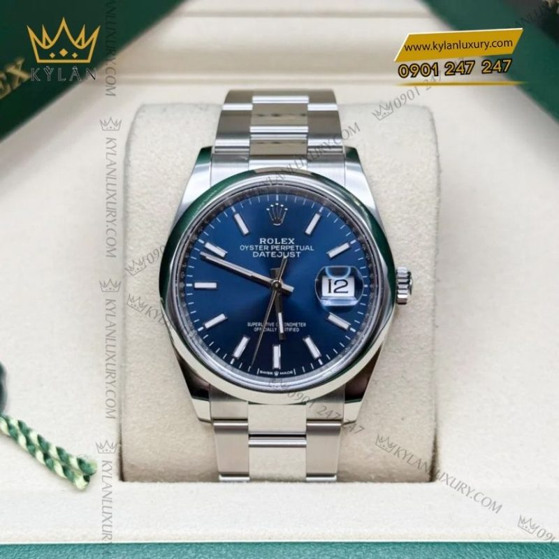 Đồng hồ Rolex Datejust 36 xanh dương vành trơn 126200-0006