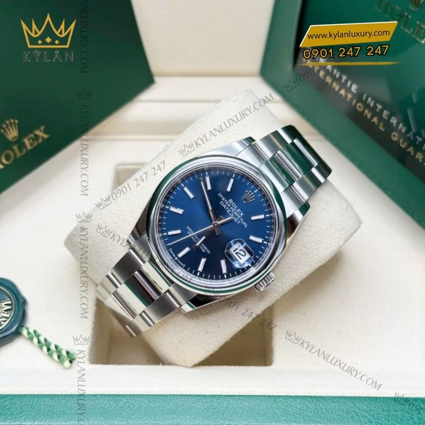 Kỳ Lân Luxury rolex datejust 36 xanh duong 126200 0006 8 Đồng hồ Rolex Datejust 36 xanh dương vành trơn 126200-0006