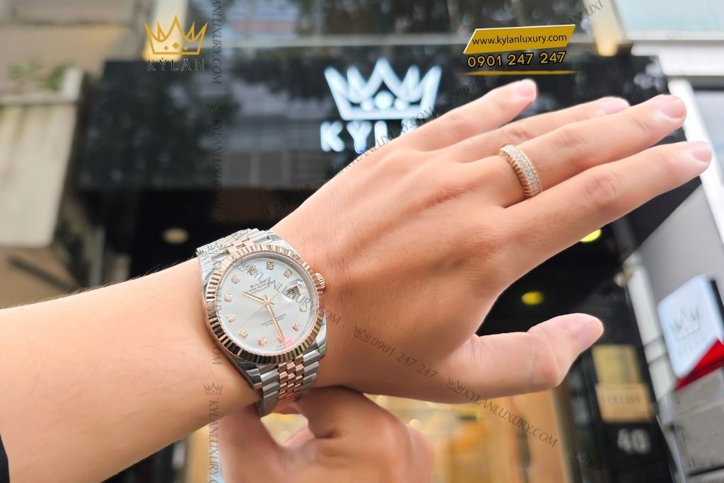 Kỳ Lân Luxury rolex datejust 41 126331 0014 mat kham trai 1 1 Đồng hồ Rolex Datejust 41 126331-0014 Mother Of Pearl mặt khảm trai