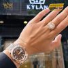 Đồng hồ Rolex Day-Date mặt số chocolate cọc kim cương baguette 228235-0003