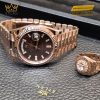 Đồng hồ Rolex Day-Date mặt số chocolate cọc kim cương baguette 228235-0003