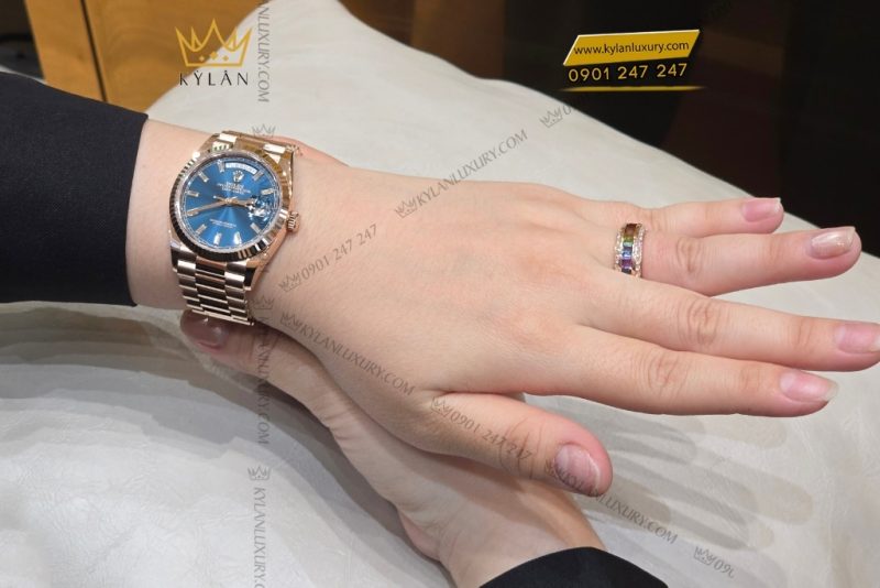 Đồng hồ Rolex Day Date 36 xanh lục lam 128235-0085