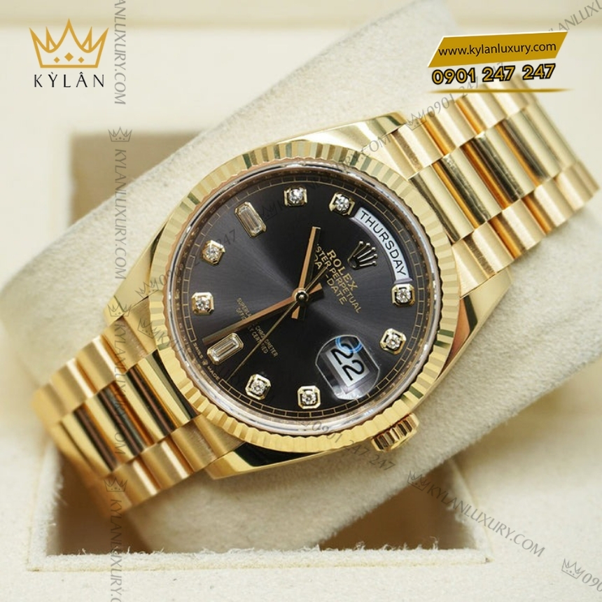 Kỳ Lân Luxury rolex day date 36 128238 0022 mat xam dam 2 Đồng hồ Rolex Day Date 36 mặt xám đậm 128238-0022