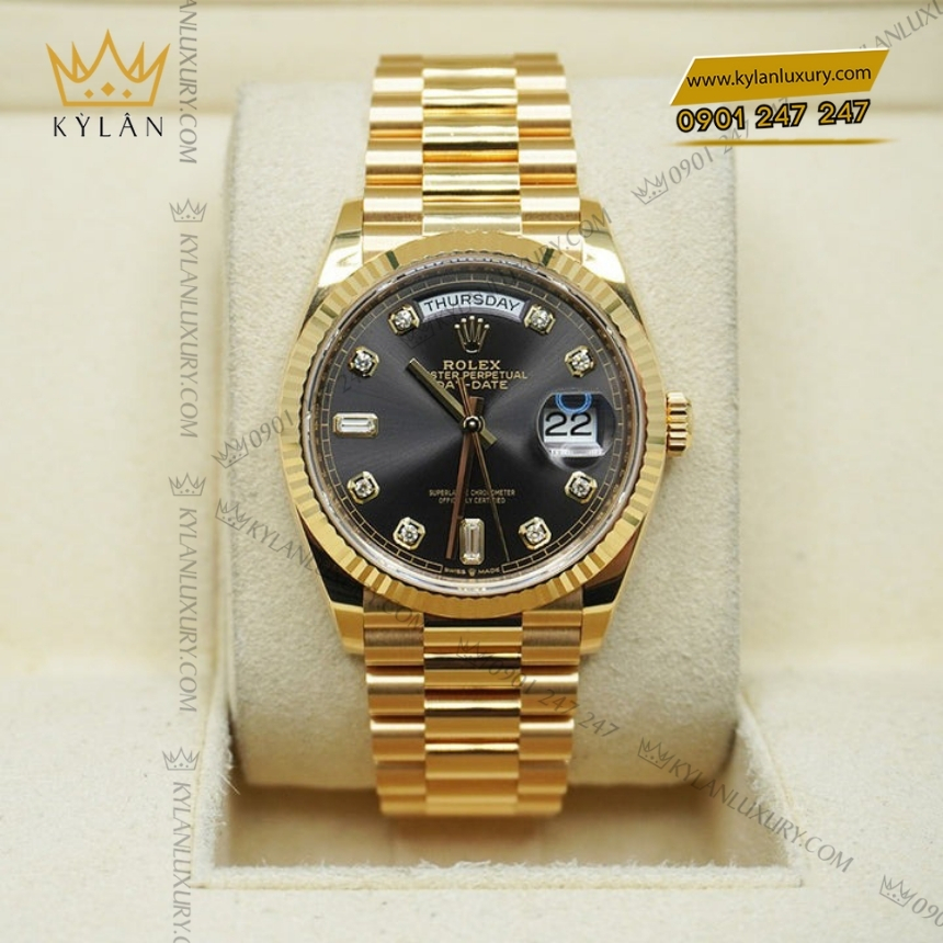 Kỳ Lân Luxury rolex day date 36 128238 0022 mat xam dam 3 Đồng hồ Rolex Day Date 36 mặt xám đậm 128238-0022