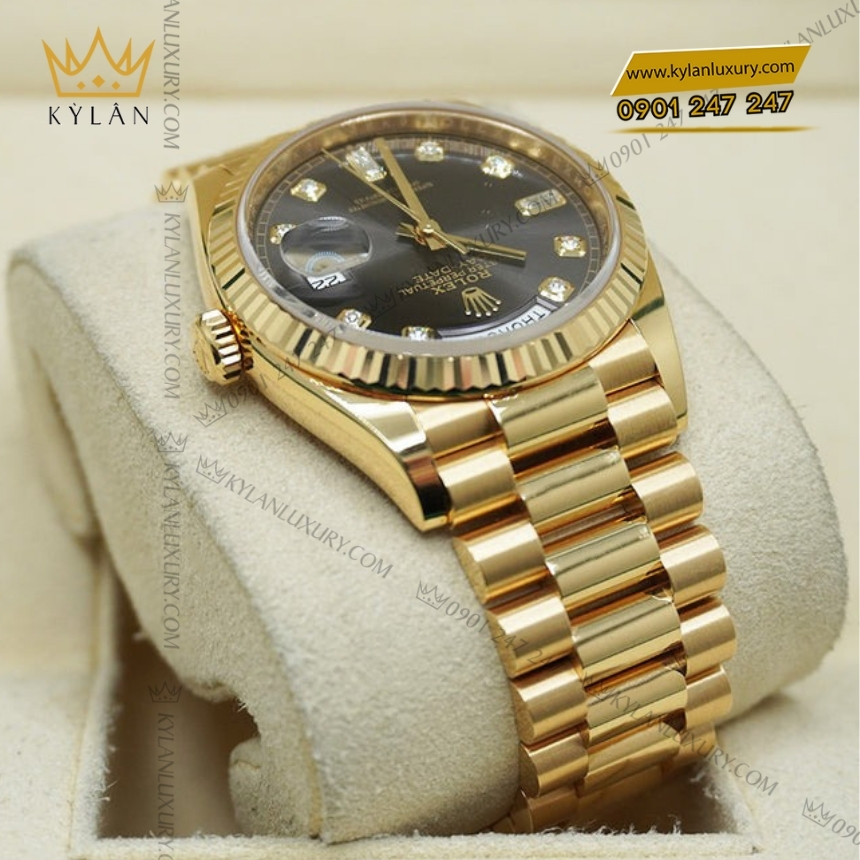 Kỳ Lân Luxury rolex day date 36 128238 0022 mat xam dam 7 Đồng hồ Rolex Day Date 36 mặt xám đậm 128238-0022