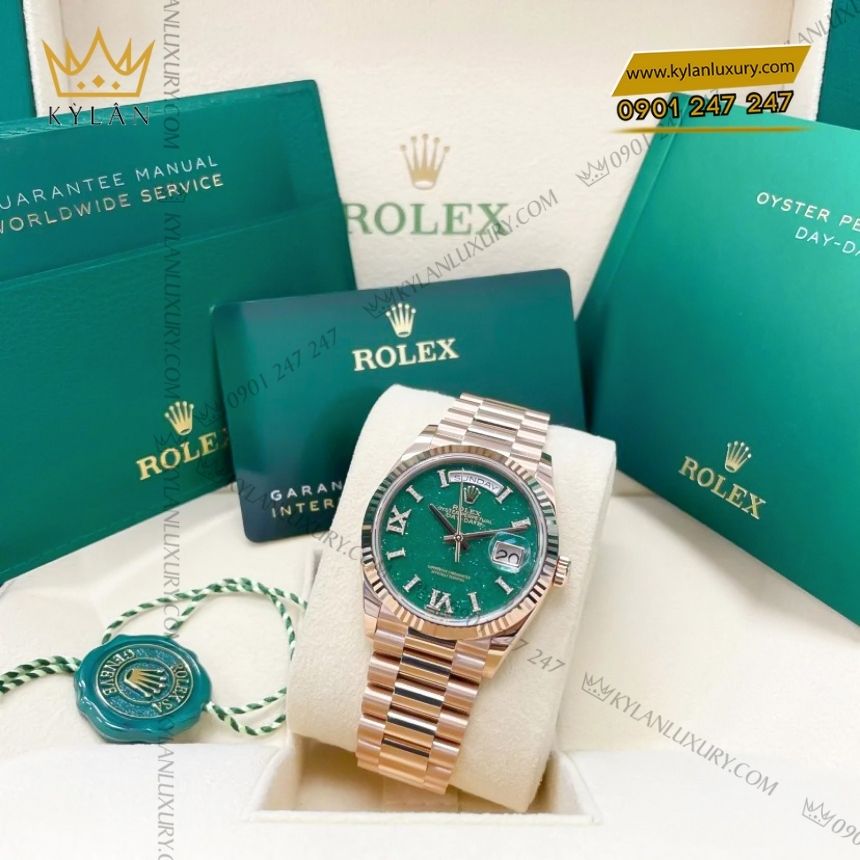 Kỳ Lân Luxury rolex day date 36 aventurine kim cuong 128235 0068 3 Đồng hồ Rolex Day Date 36 Aventurine kim cương 128235-0068