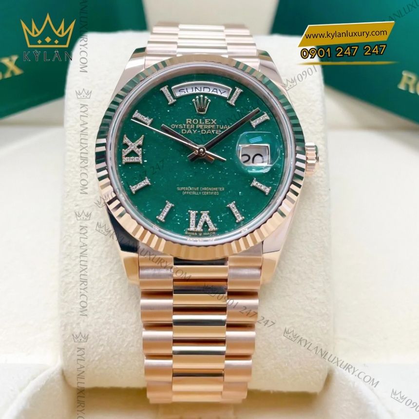 Kỳ Lân Luxury rolex day date 36 aventurine kim cuong 128235 0068 4 Đồng hồ Rolex Day Date 36 Aventurine kim cương 128235-0068