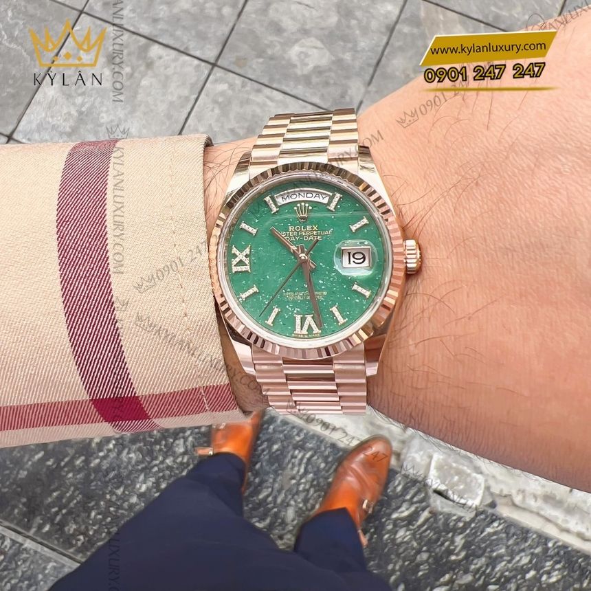 Kỳ Lân Luxury rolex day date 36 aventurine kim cuong 128235 0068 7 Đồng hồ Rolex Day Date 36 Aventurine kim cương 128235-0068