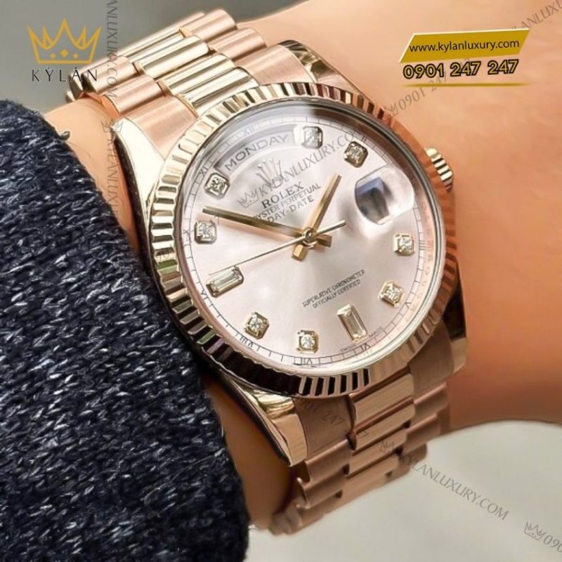 Đồng hồ Rolex Day Date 36 hồng kim cương 128235-0009
