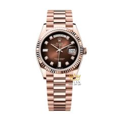 Đồng hồ Rolex Day Date 36 nâu ombré cọc kim cương 128235-0037