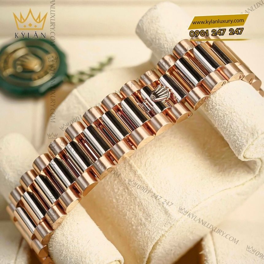 Kỳ Lân Luxury rolex day date 36 nau kim cuong 128235 0037 6 Đồng hồ Rolex Day Date 36 nâu ombré cọc kim cương 128235-0037