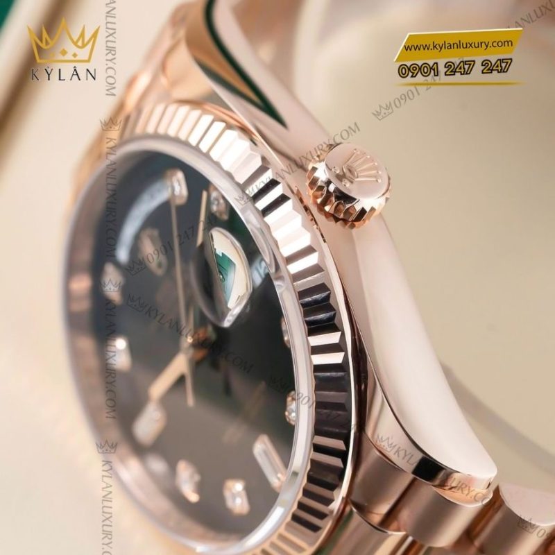 Đồng hồ Rolex Day Date 36 nâu ombré cọc kim cương 128235-0037