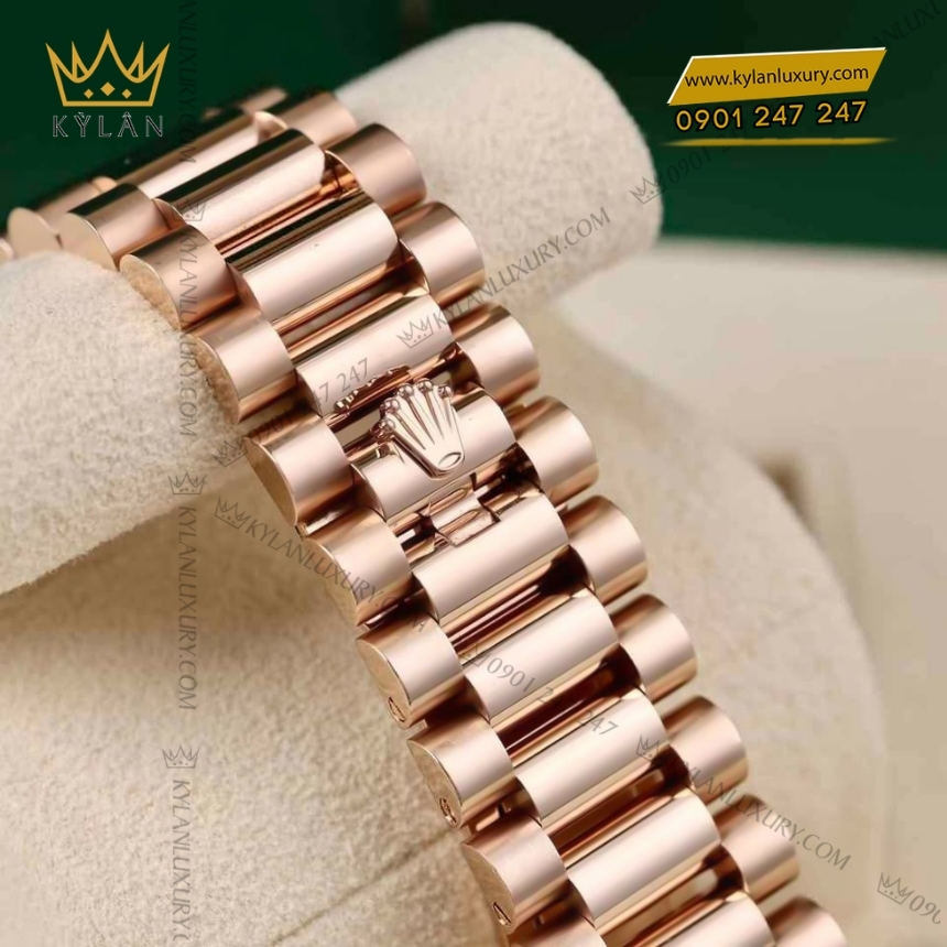 Kỳ Lân Luxury rolex day date 36 vang everose18ct m128345rbr 0042 4 Đồng hồ Rolex Day Date cọc rainbow vành kim 128345RBR-0042