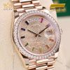 Đồng hồ Rolex Day Date cọc rainbow vành kim 128345RBR-0042