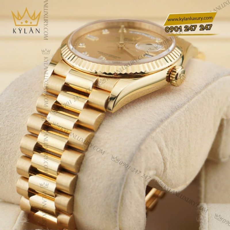 Đồng hồ Rolex Day Date 36 mặt champagne cọc kim cương 128238-0008