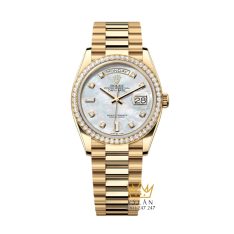 Đồng hồ Rolex Day Date xà cừ vành kim 128348RBR-0017