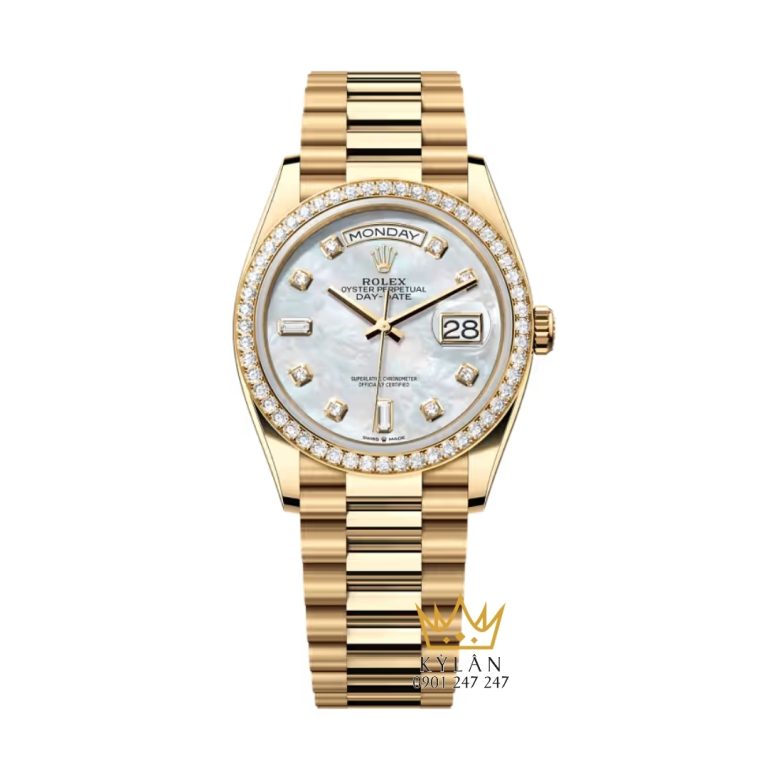Đồng hồ Rolex Day Date xà cừ vành kim 128348RBR-0017