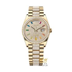Đồng hồ Rolex Day Date kim cương cọc rainbow 128348RBR-0031