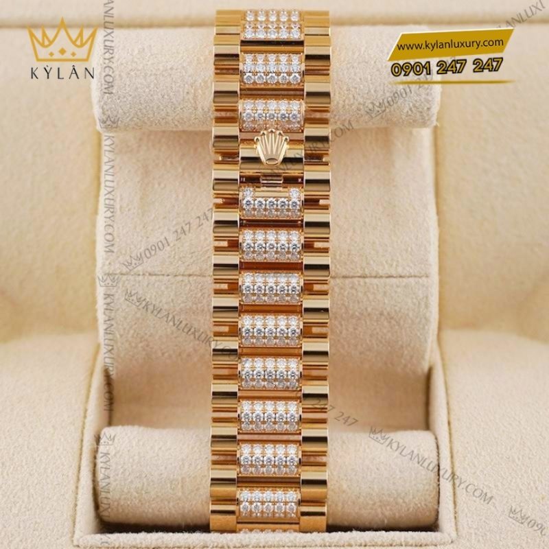 Đồng hồ Rolex Day Date kim cương cọc rainbow 128348RBR-0031