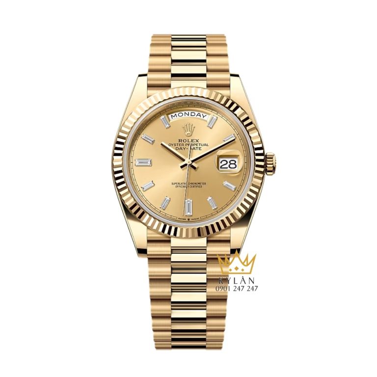 Đồng hồ Rolex Day-Date 40 228238-0005 mặt champagne nạm kim cương
