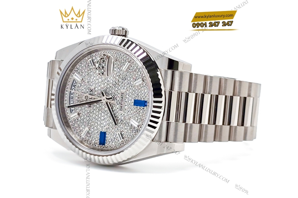 Kỳ Lân Luxury rolex day date 40 228239 0049 mat kim cuong 11 Đồng hồ Rolex Day Date 40 mặt full kim 228239-0049