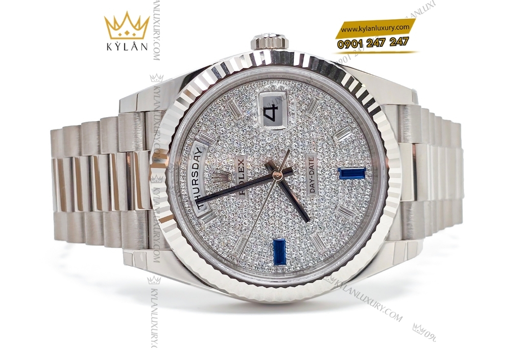Kỳ Lân Luxury rolex day date 40 228239 0049 mat kim cuong 9 Đồng hồ Rolex Day Date 40 mặt full kim 228239-0049