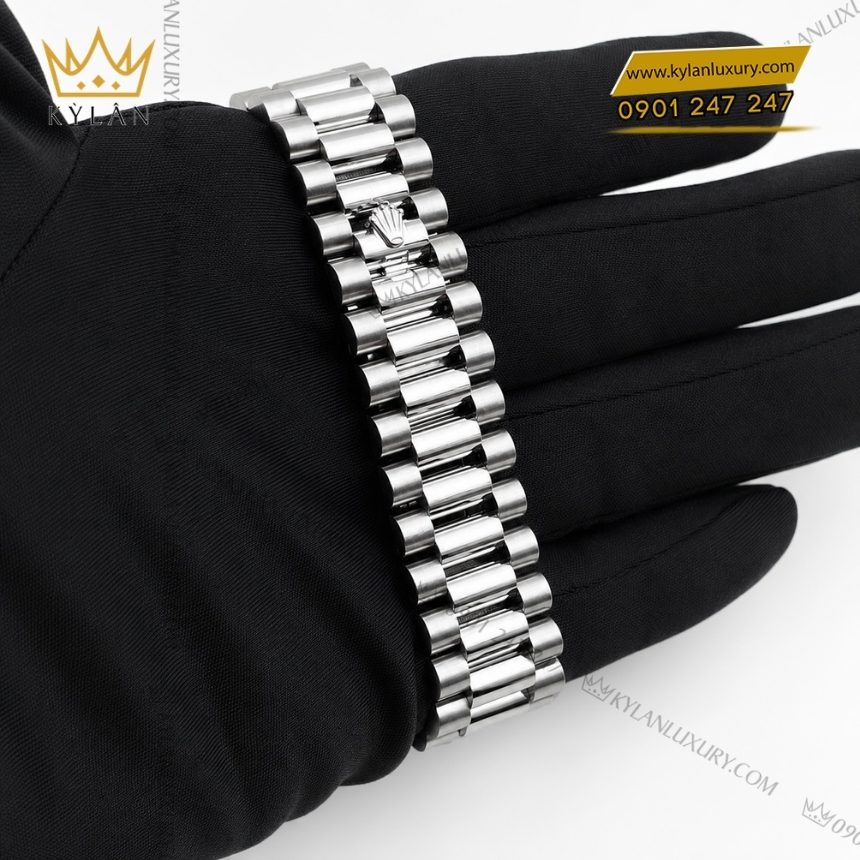 Kỳ Lân Luxury rolex day date 40 bach kim m228396tbr 0002 11 Đồng hồ Rolex Day Date ice blue vành kim vuông 228396TBR-0002