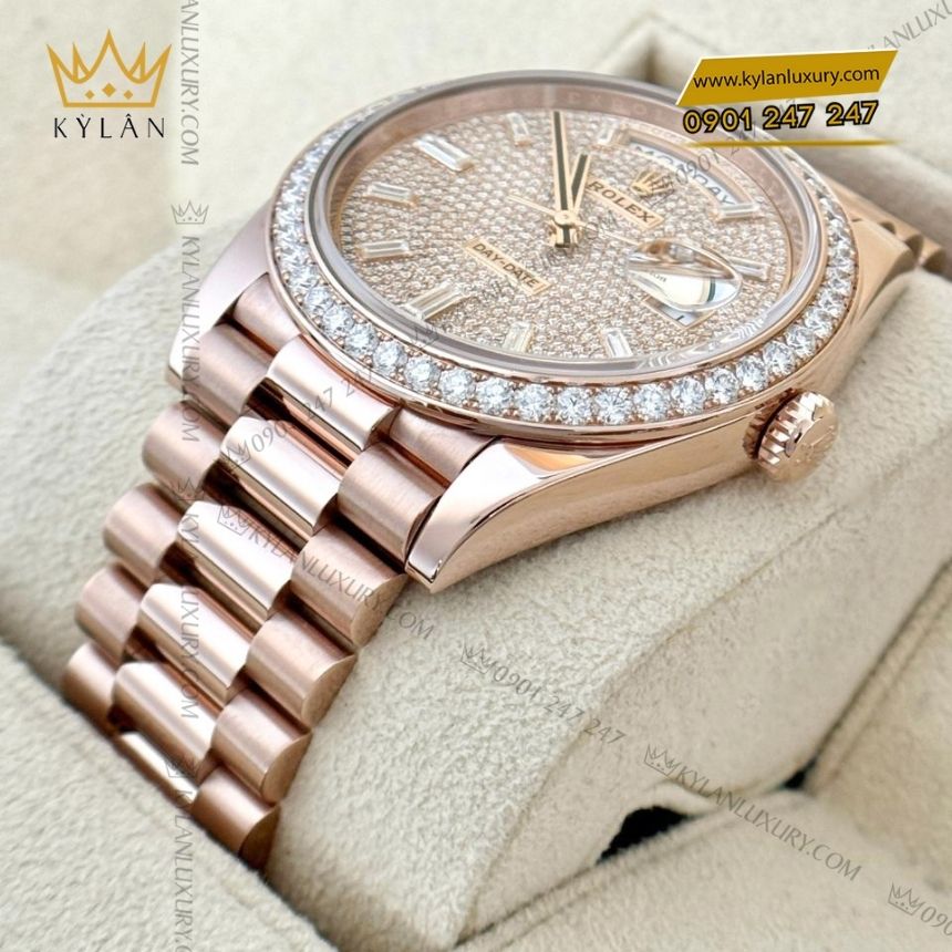 Kỳ Lân Luxury rolex day date 40 m228345rbr 0002 mat so dinh kim cuong 3 Đồng hồ Rolex Day-Date 40 228345RBR-0002 mặt số đính kim cương