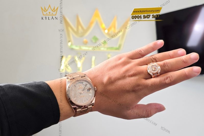 Đồng hồ Rolex Day-Date 40 mặt full kim cương 228235-0036
