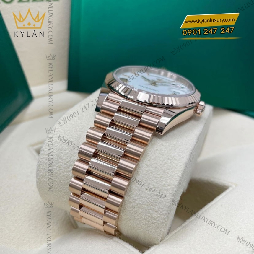 Kỳ Lân Luxury rolex day date 40 vang everose 18 ct m228235 0032 4 Đồng hồ Rolex Day Date 40 mặt trắng cọc La Mã 228235-0032