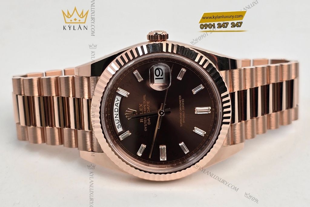 Kỳ Lân Luxury rolex day date m228235 0003 1 Đồng Hồ Rolex Day-Date Chocolate 228235-0003 Rose Gold