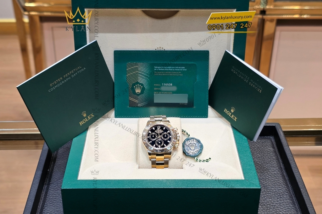 Kỳ Lân Luxury rolex daytona 116508 3 Đồng hồ Rolex Cosmograph Daytona mặt số đen 116508-0004