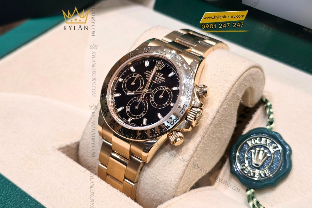Kỳ Lân Luxury rolex daytona 116508 4 Đồng hồ Rolex Cosmograph Daytona mặt số đen 116508-0004
