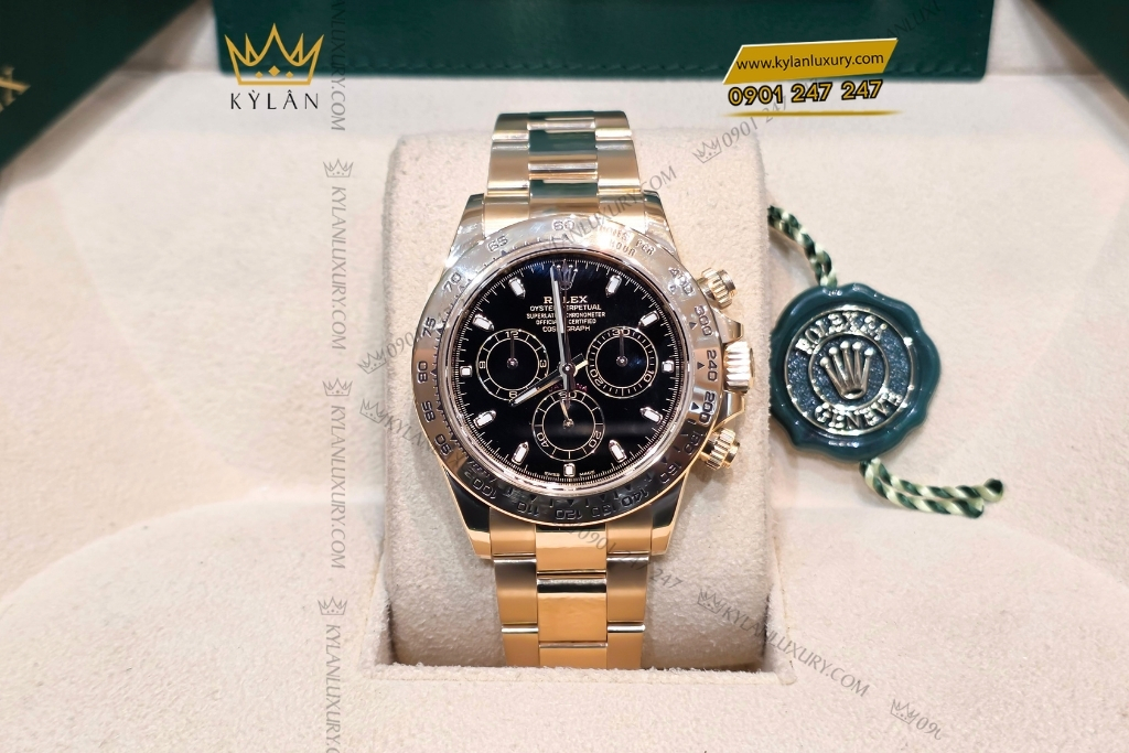 Kỳ Lân Luxury rolex daytona 116508 5 Đồng hồ Rolex Cosmograph Daytona mặt số đen 116508-0004
