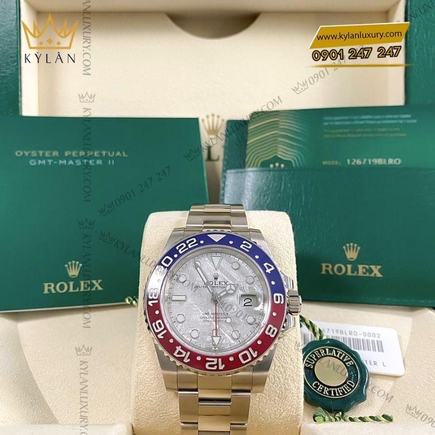 Kỳ Lân Luxury rolex gmt master ii 126719blro 0002 thien thach 2 Đồng hồ Rolex GMT Master II 40 mặt số thiên thạch 126719BLRO-0002