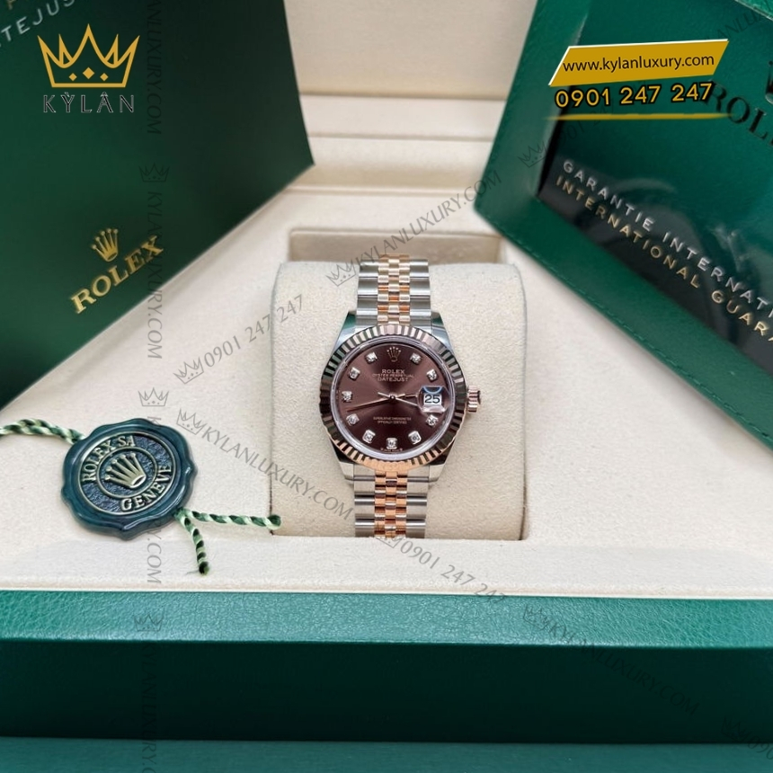 Kỳ Lân Luxury rolex lady datejust m279171 0011 4 Đồng hồ Rolex Lady Datejust 279171-0011 mặt nâu Chocolate, cọc số kim cương