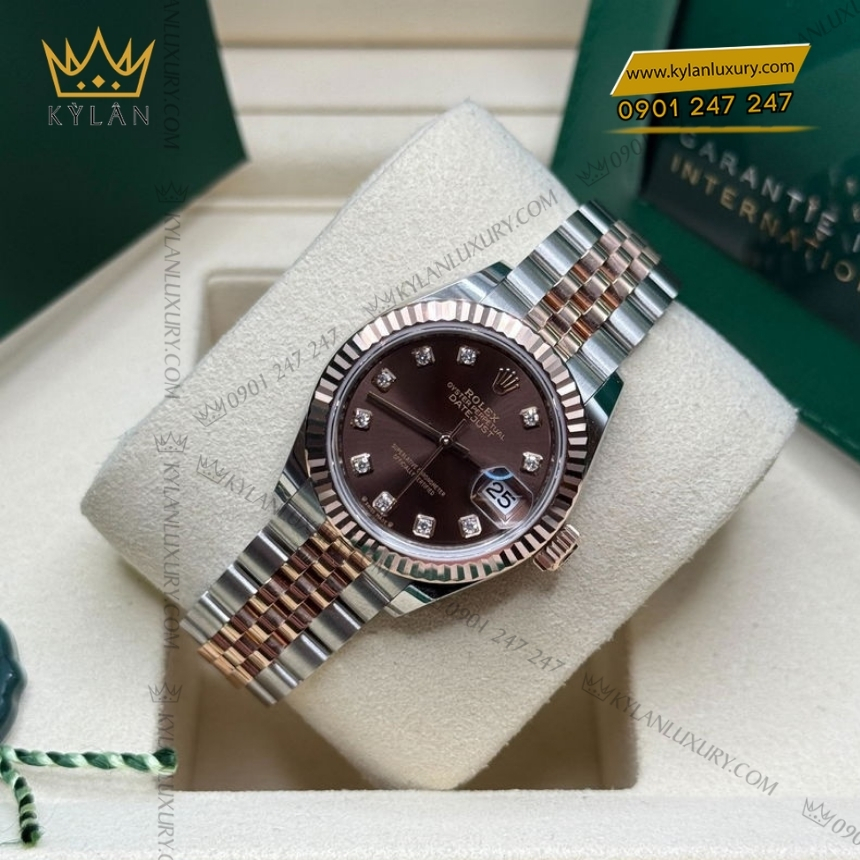 Kỳ Lân Luxury rolex lady datejust m279171 0011 6 Đồng hồ Rolex Lady Datejust 279171-0011 mặt nâu Chocolate, cọc số kim cương