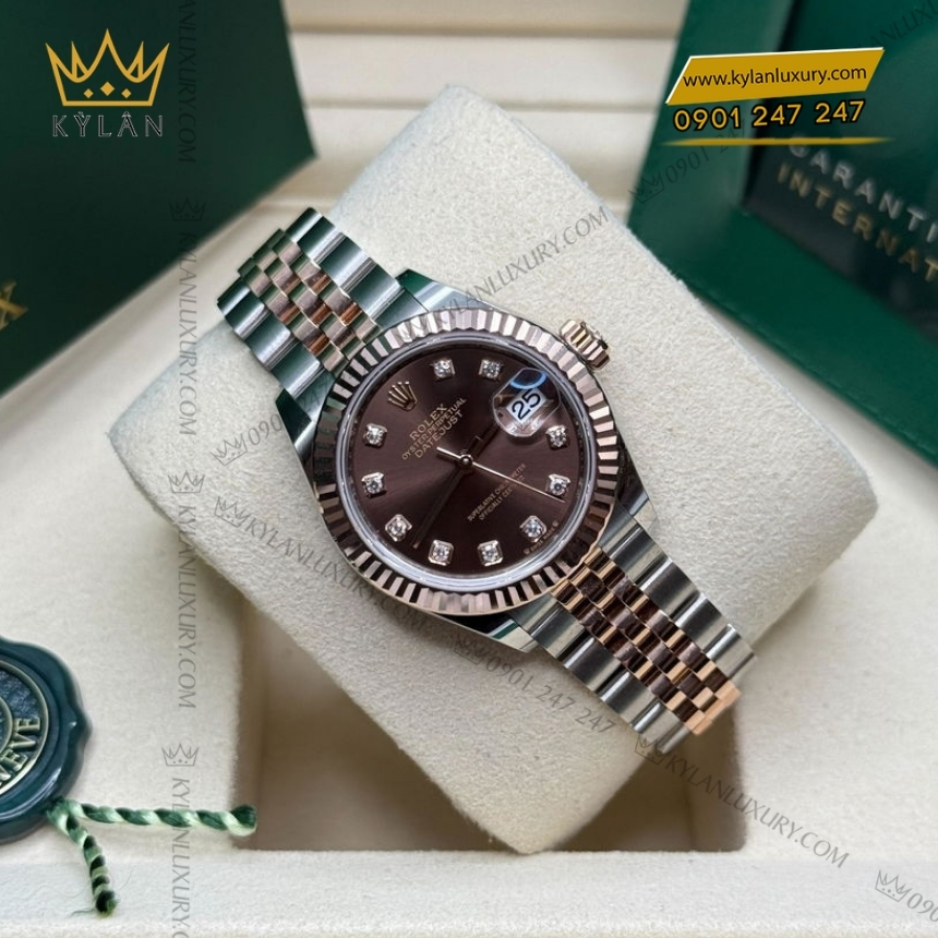 Kỳ Lân Luxury rolex lady datejust m279171 0011 7 Đồng hồ Rolex Lady Datejust 279171-0011 mặt nâu Chocolate, cọc số kim cương