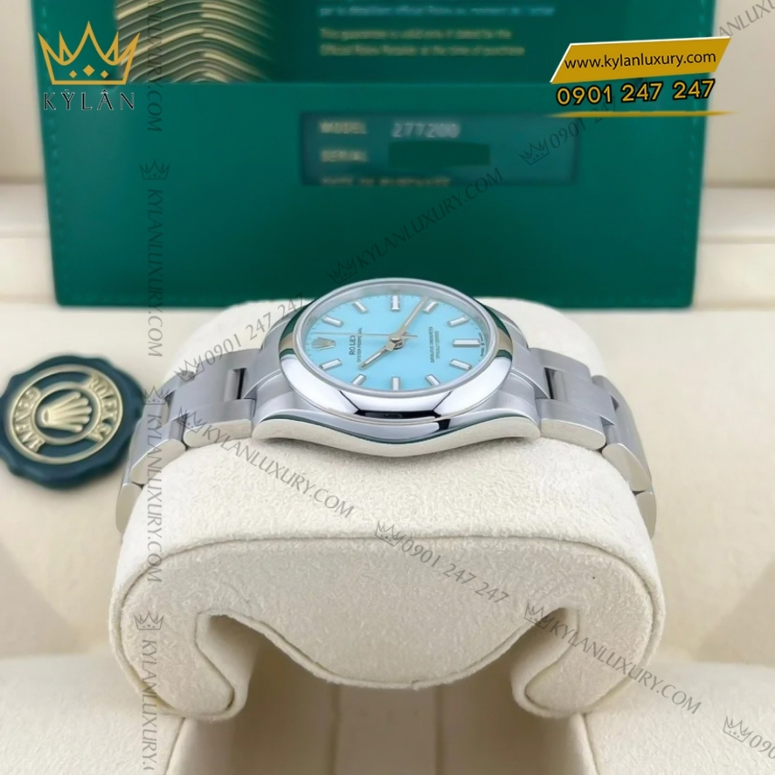Kỳ Lân Luxury rolex oyster perpetual 31 turquoise blue 277200 0007 7 Đồng hồ Rolex Oyster Perpetual 31 mặt xanh Turquoise 277200-0007
