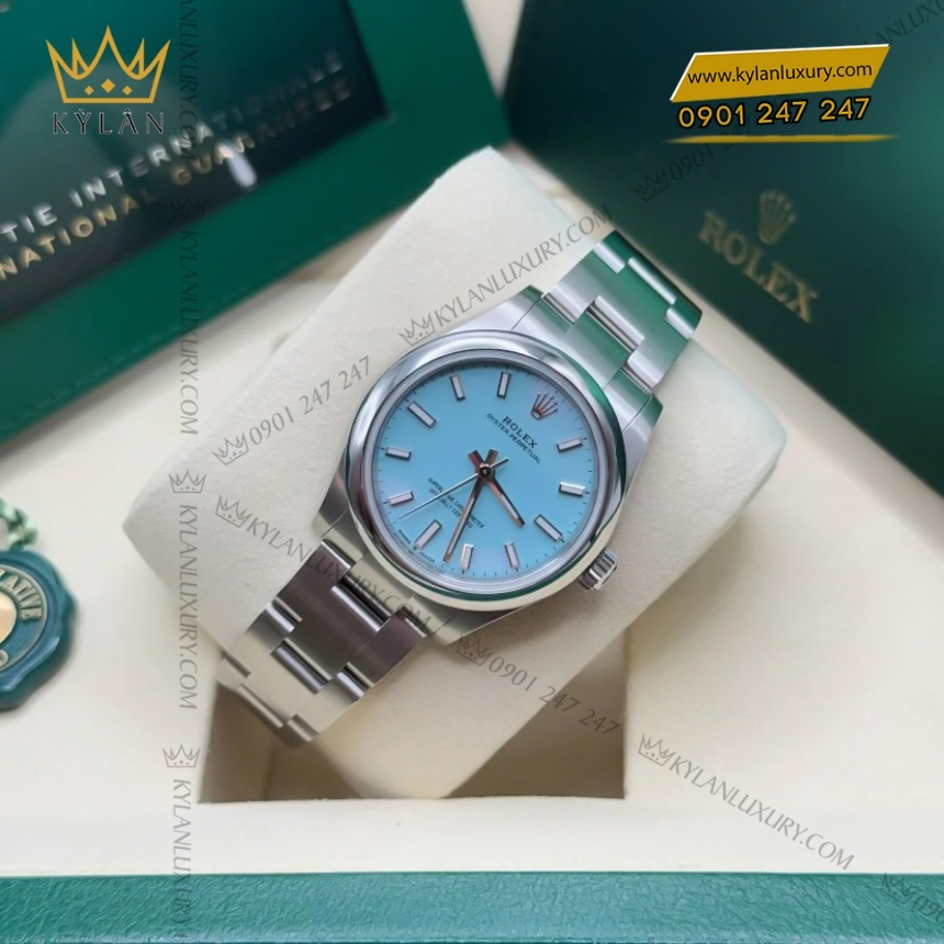 Kỳ Lân Luxury rolex oyster perpetual 31 turquoise blue 277200 0007 9 Đồng hồ Rolex Oyster Perpetual 31 mặt xanh Turquoise 277200-0007