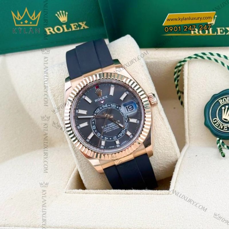 Đồng hồ Rolex Sky Dweller mặt xám dây cao su 326235-0006