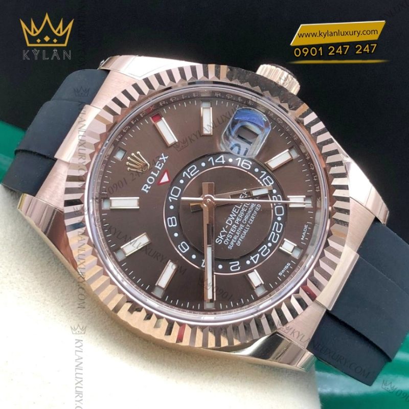 Đồng hồ Rolex Sky Dweller chocolate dây cao su 326235-0005