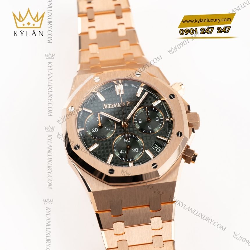 Kỳ Lân Luxury royal oak chronograph 26240or oo 1320or 08 3 Đồng hồ Royal Oak Chronograph mặt khaki xanh lá 41mm