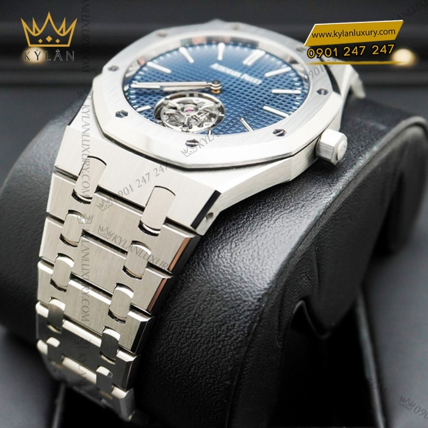 Kỳ Lân Luxury royal oak flying tourbillon 26670st oo 1240st 02 4 Đồng hồ Royal Oak Flying Tourbillon mặt xanh dương 39mm